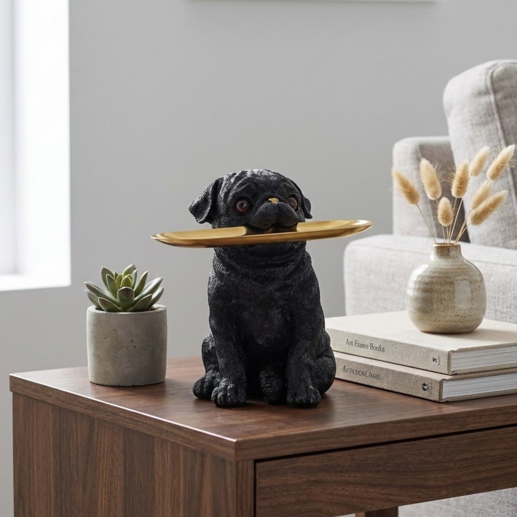 Urban Pug Dog Holding Tray Decoration