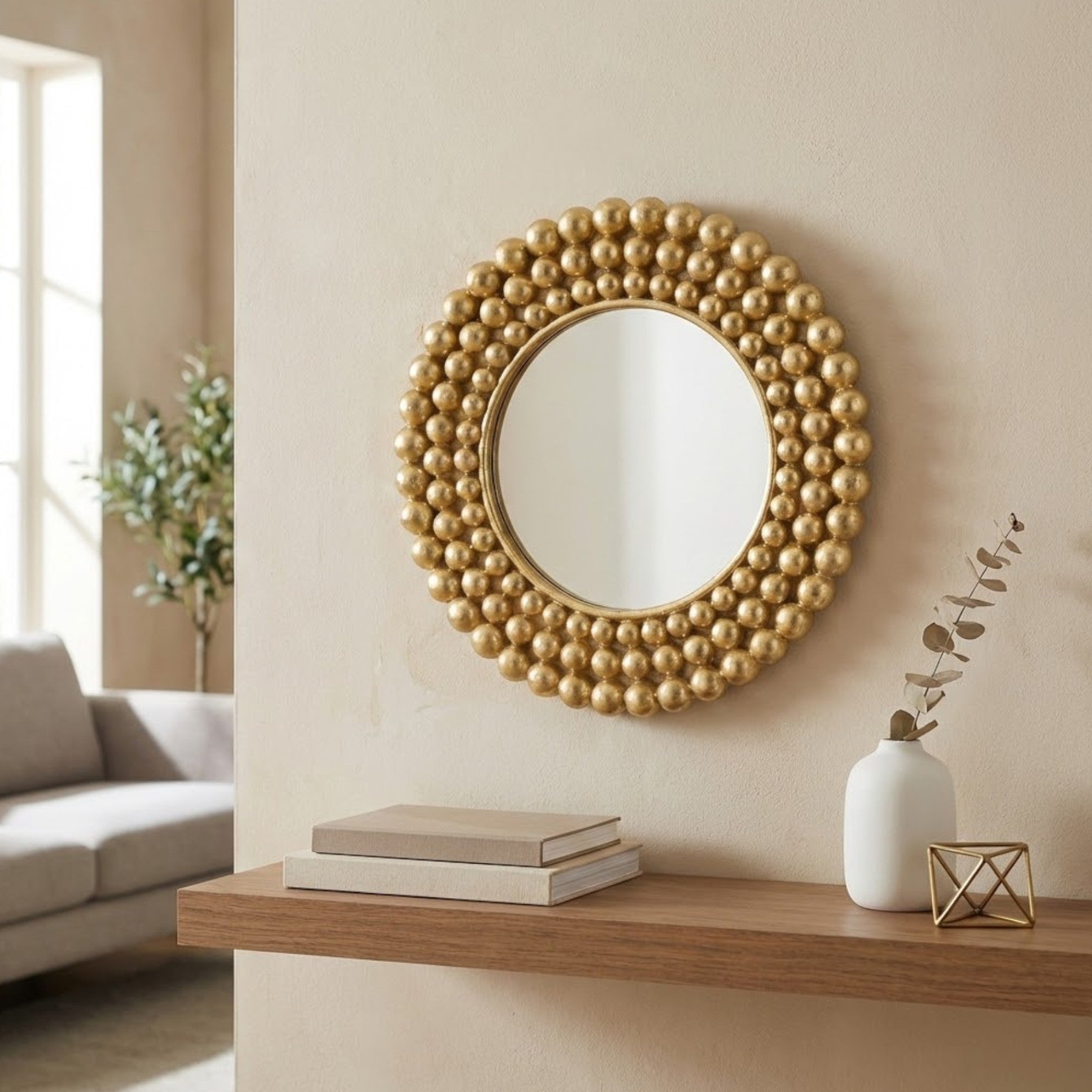 Multi Beaded Ball Framed Mirror