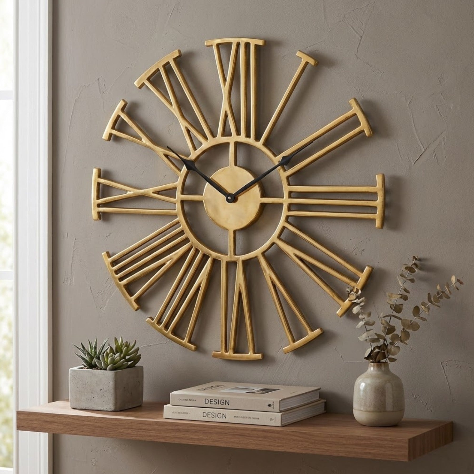 Antique Brass Numerals Wall Clock