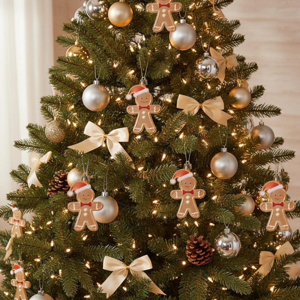 Set Of 6 Hanging Gingerbread Decorations