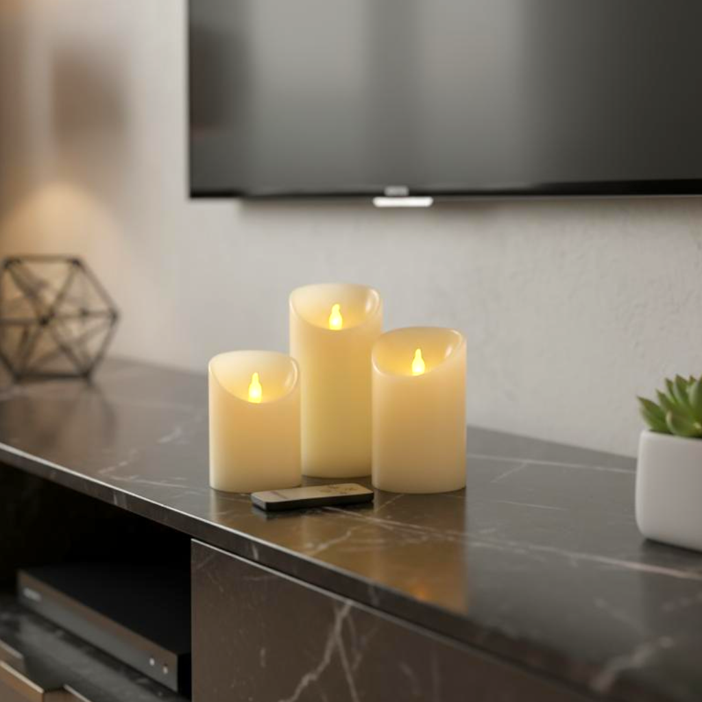 Set Of 3 LED Flameless Wax Candles