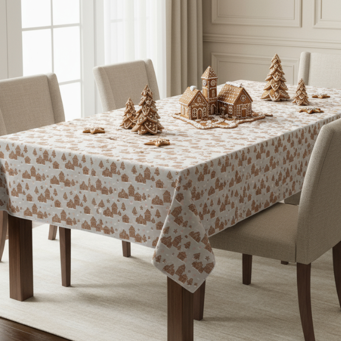 Gingerbread Wipe Clean Christmas Tablecloth