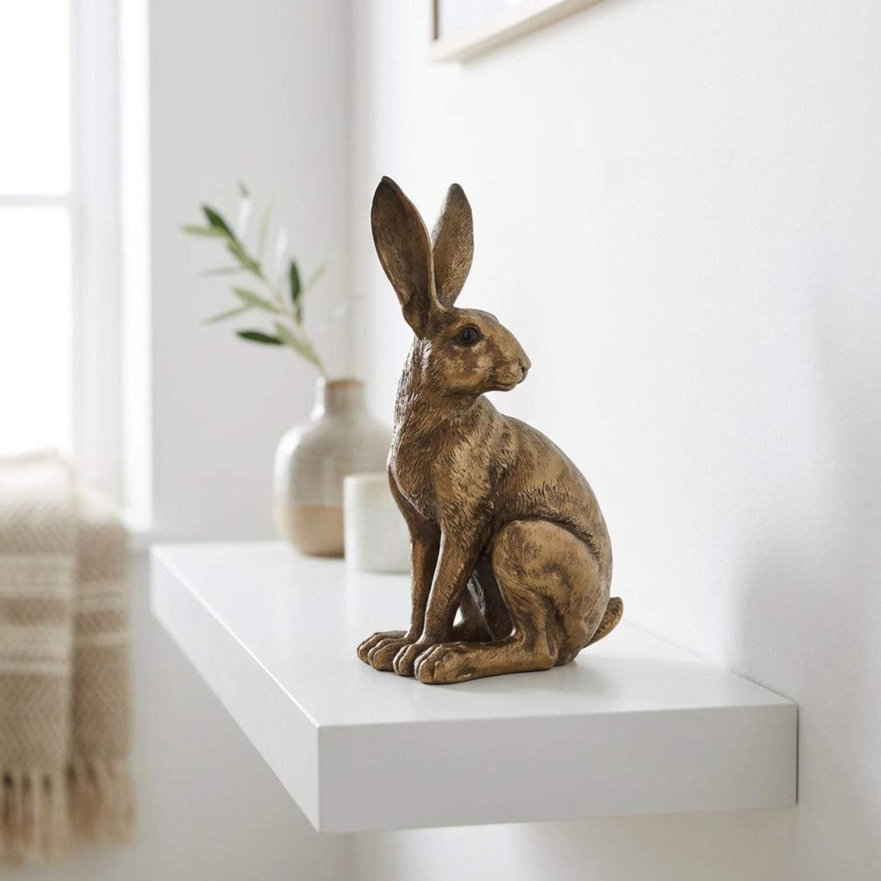 Bronze Gazed Sitting Hare Ornament