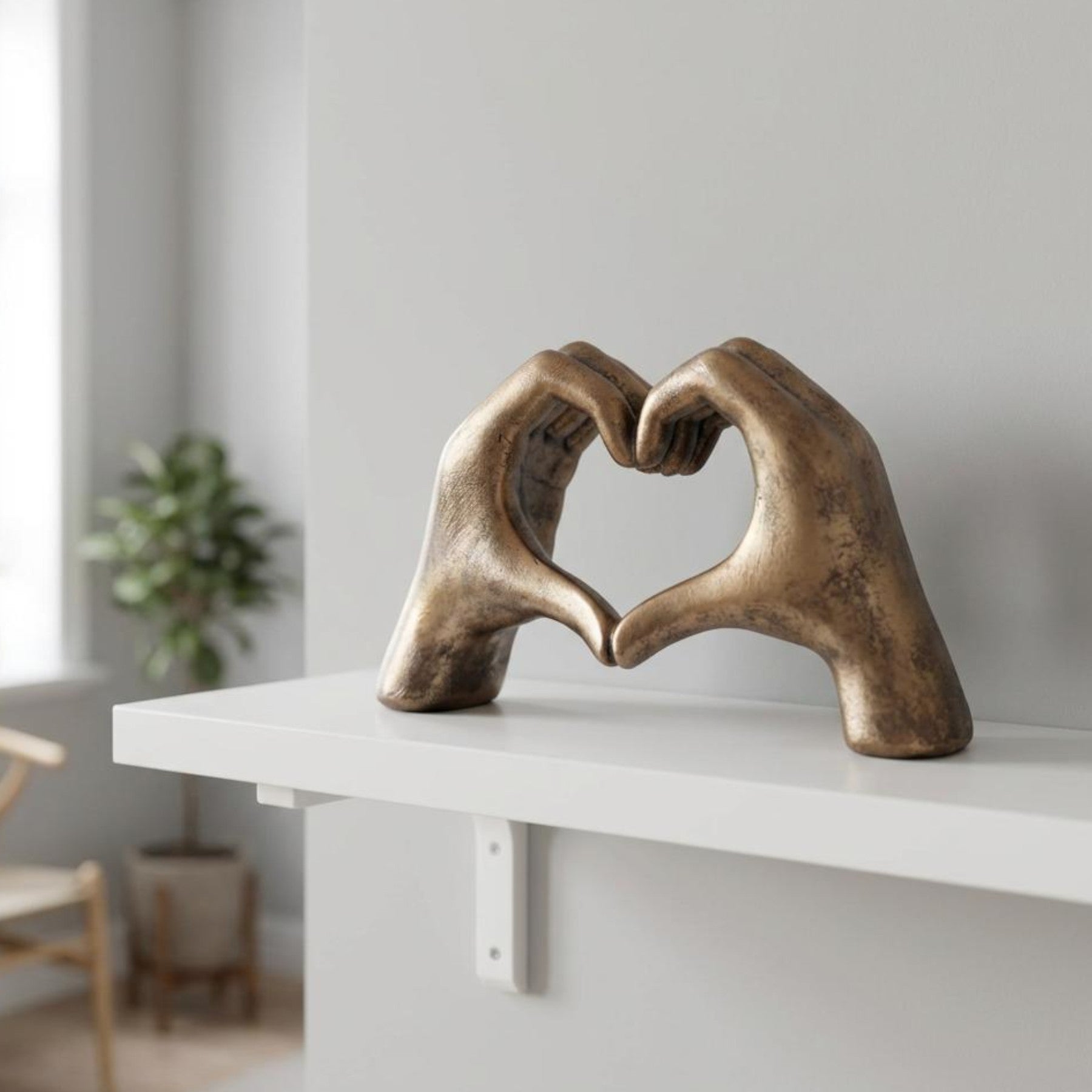 Large Bronze Heart Hands Sculpture
