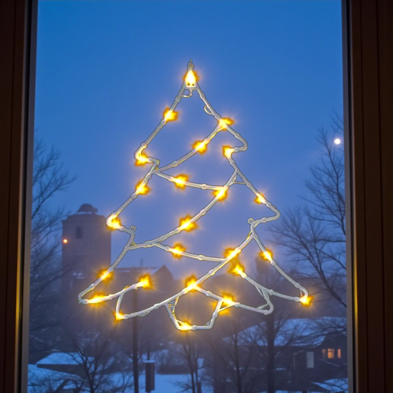 Warm White LED Christmas Tree Window Light