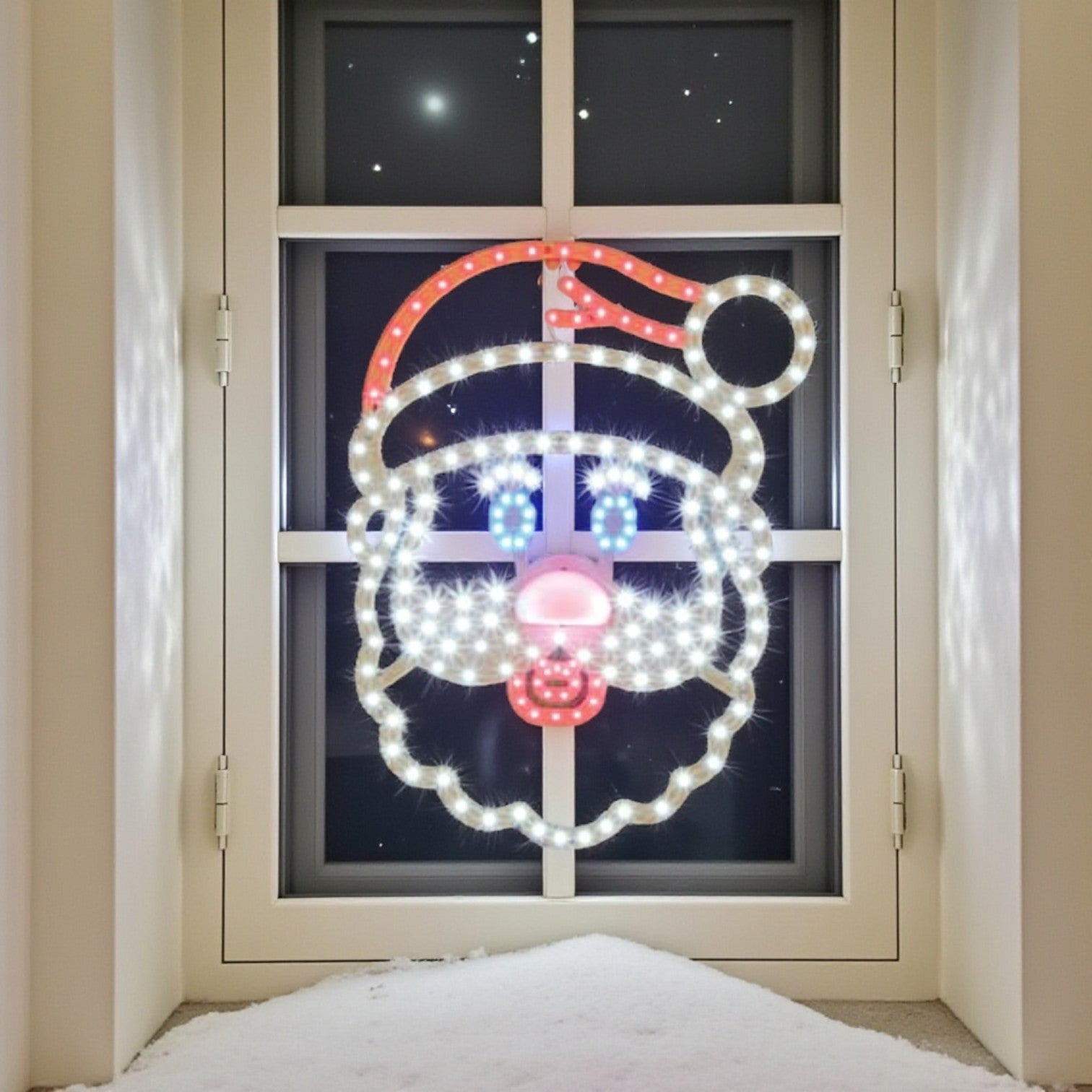 Twinkle Light Up Santa  Window Silhouette