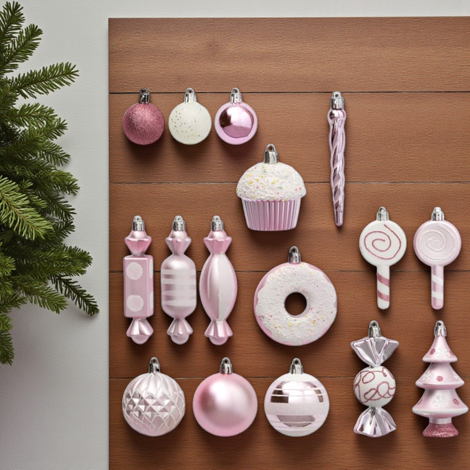 Set of 50 Candy Cane Pink  Baubles