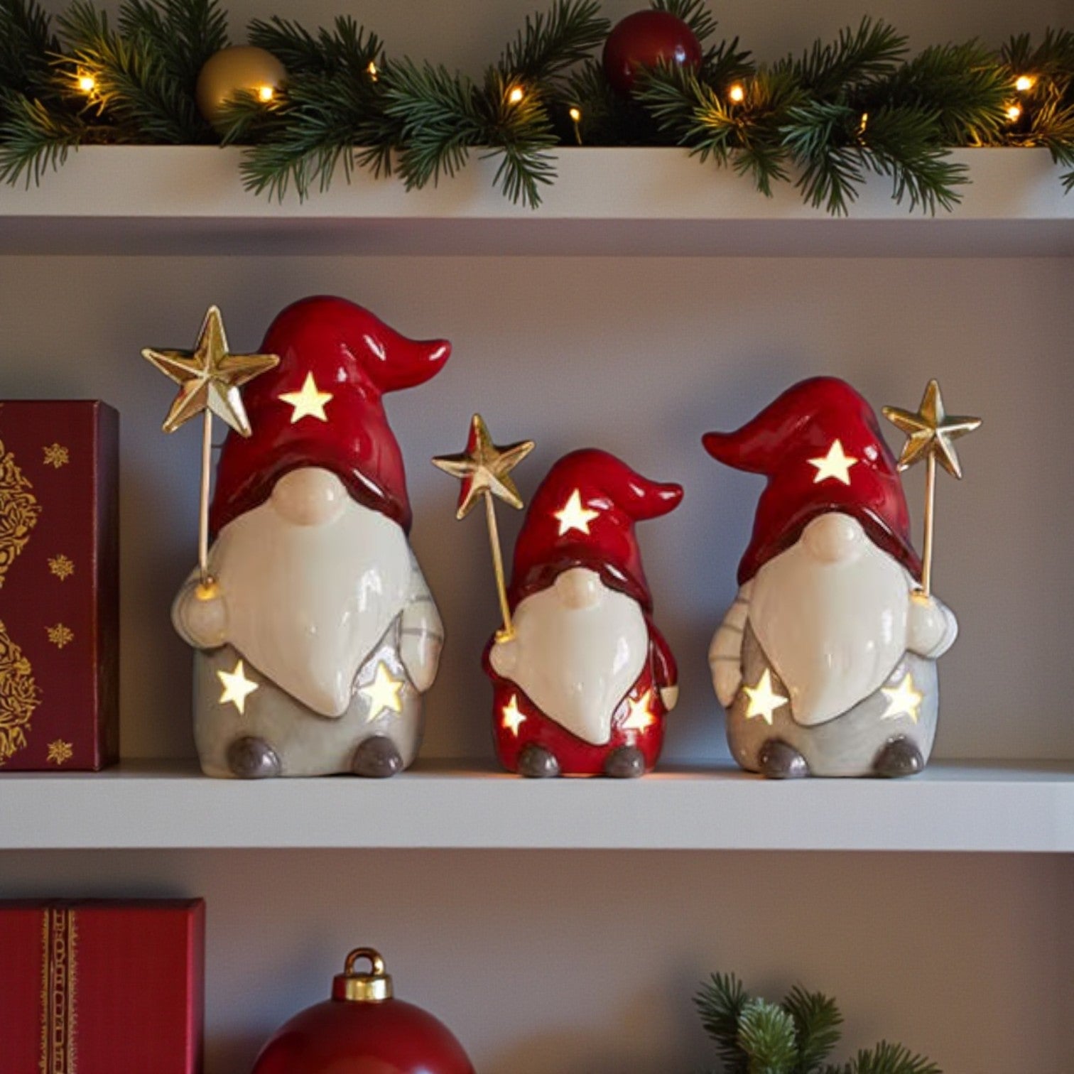 Set Of 3 LED Christmas Star Gonks
