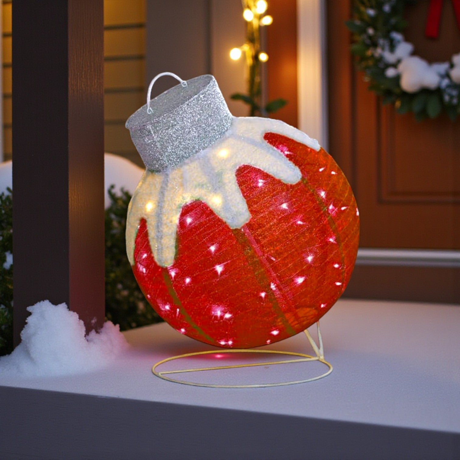 Light Up Collapsible Red Christmas Bauble