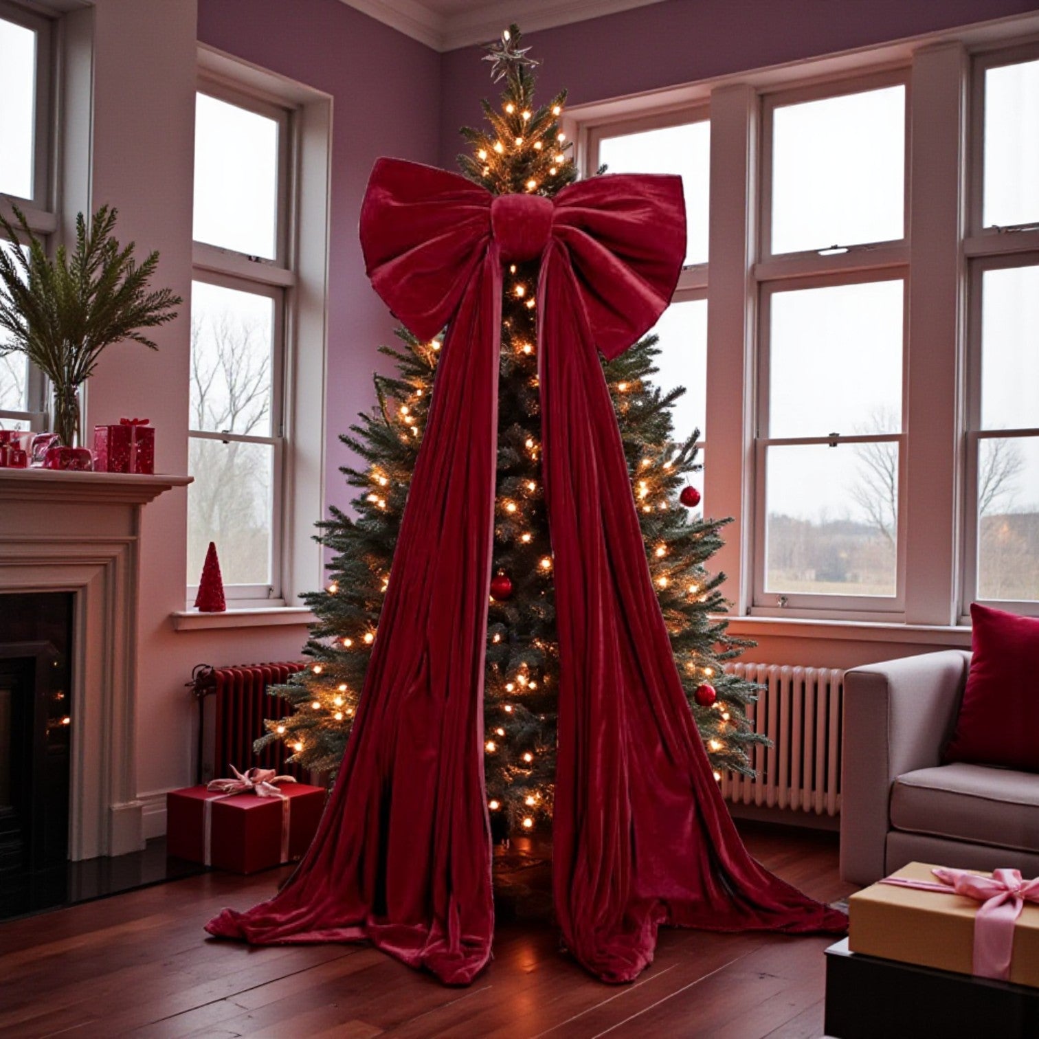 Grand Giant Velvet Hanging Bow