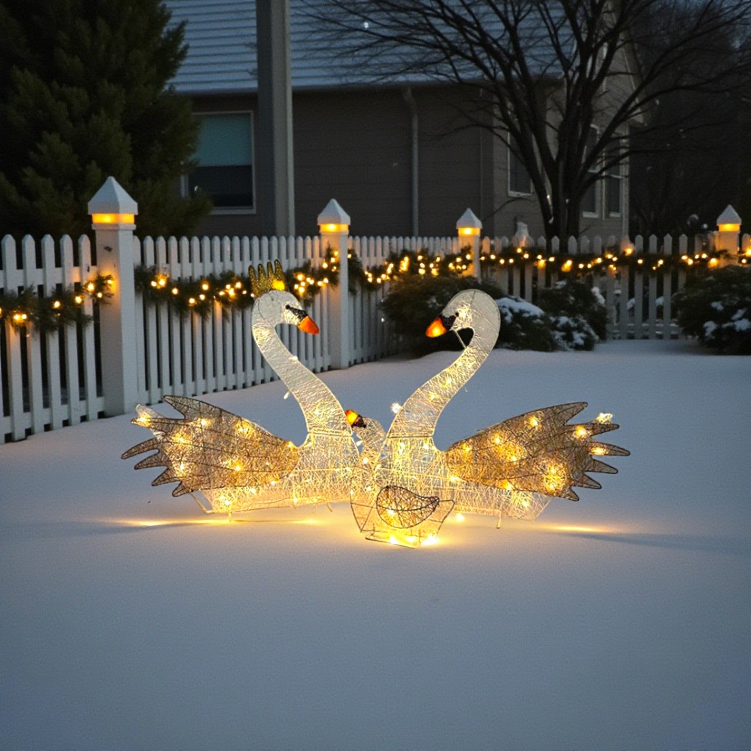 Set Of 3 Heritage Light Up Swans