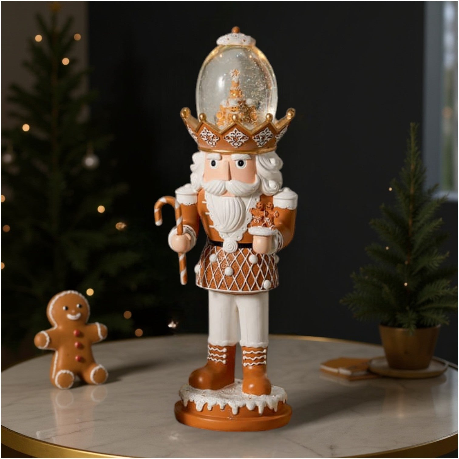 Musical Gingerbread Nutcracker Snowglobe