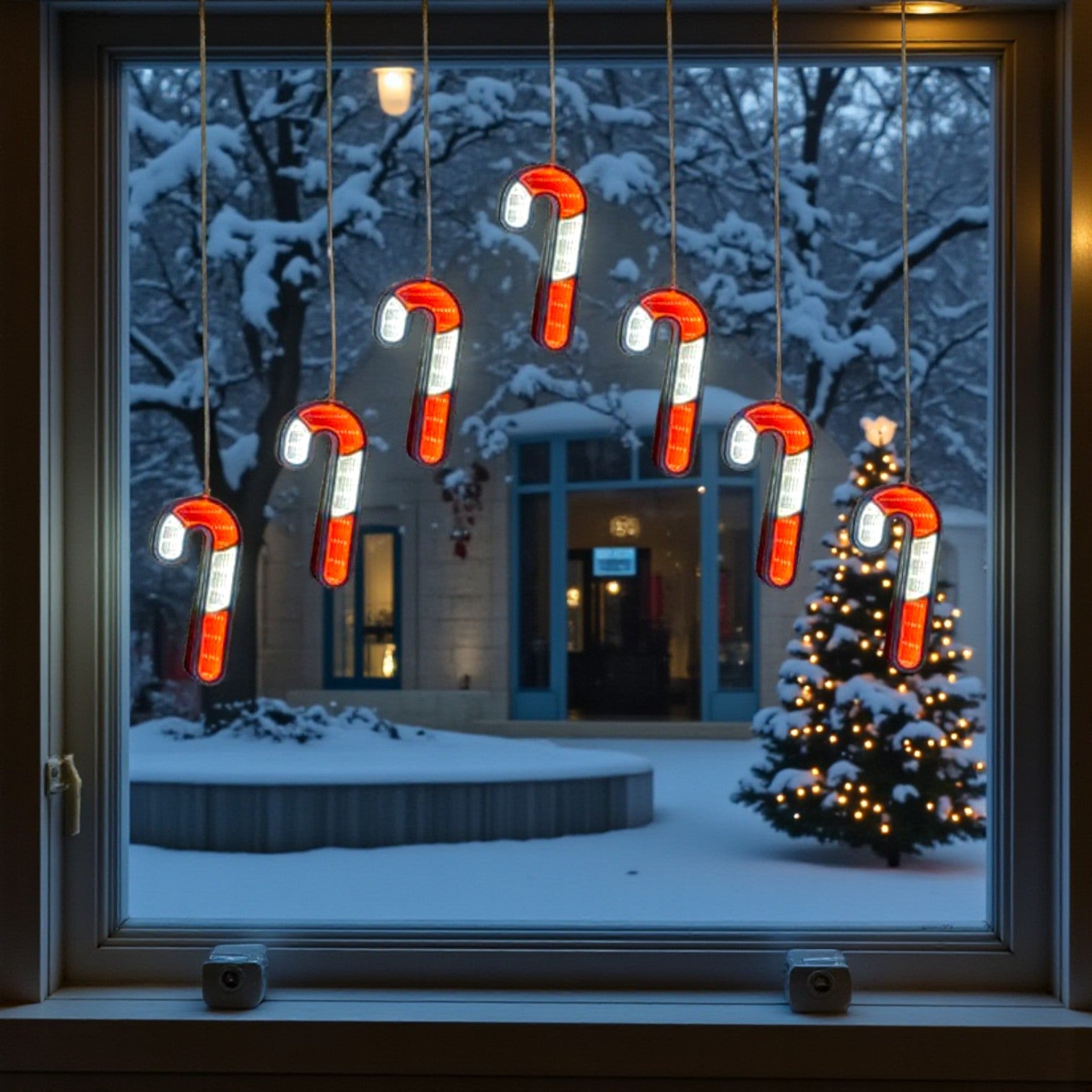 Hanging Candy Cane Infinity Curtain Lights