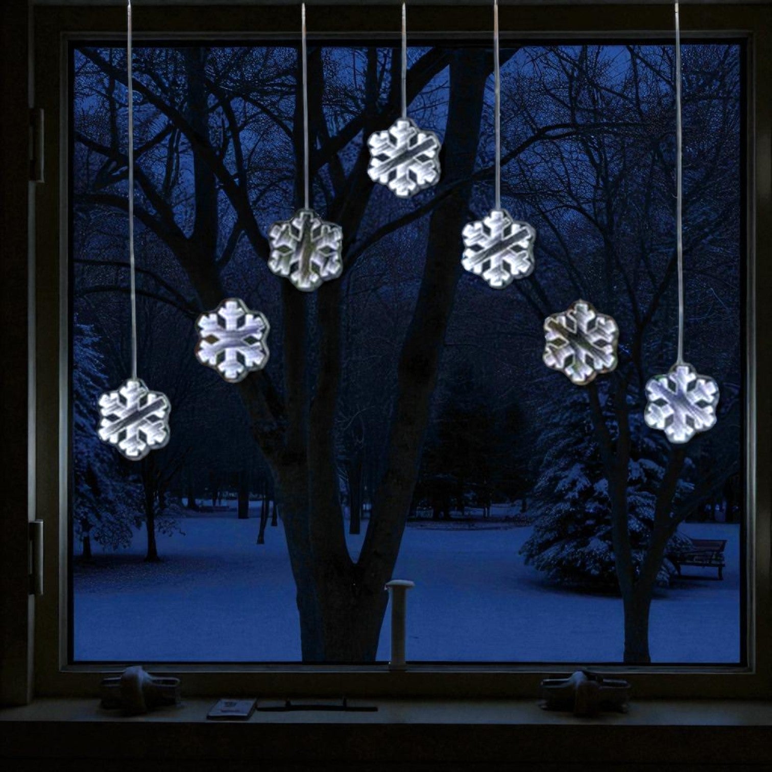 Hanging Snowflake Infinity Curtain Lights
