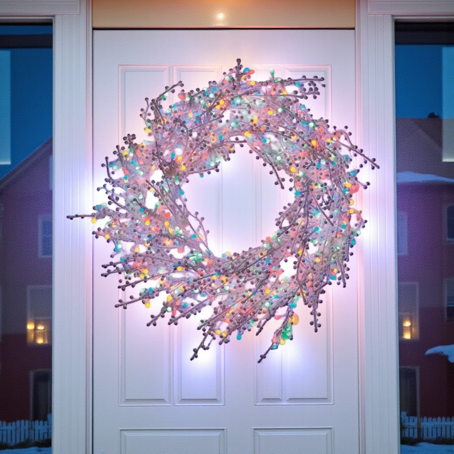 Multicolour Light Up Winter Berry Door Wreath